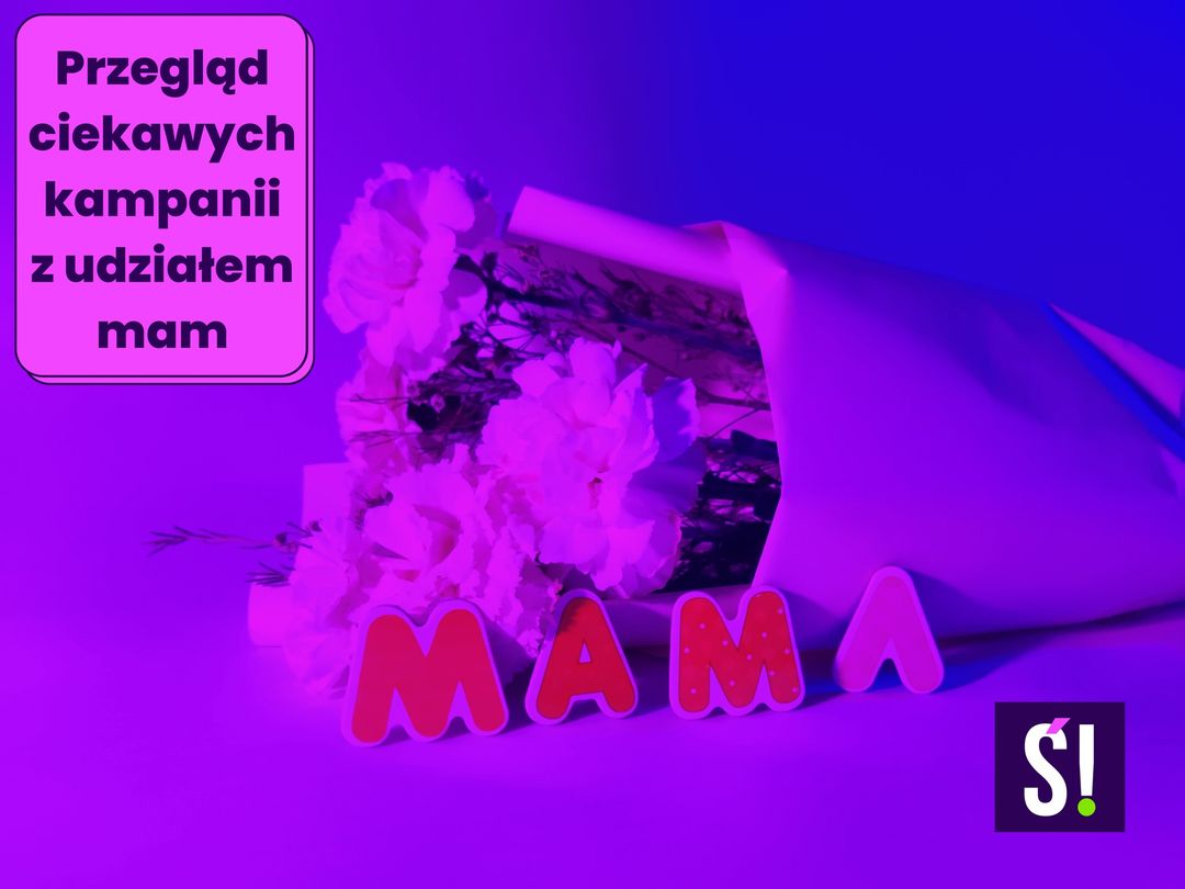 Kwiaty i napis "mama" obrazujące mamy w reklamie